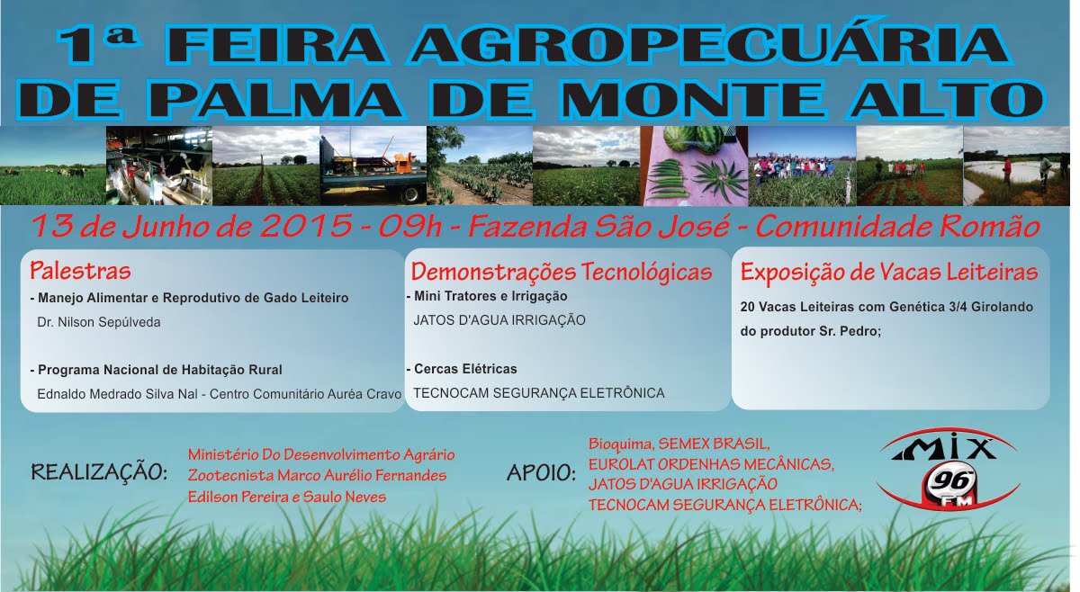 Vem aí a 1ª Feira Agropecuária de Palmas de Monte Alto
