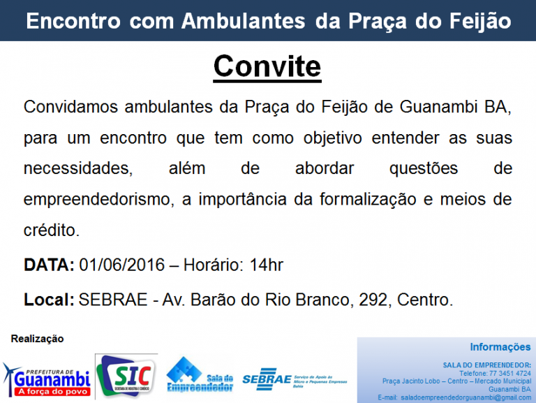 Convite: Secretaria convida ambulantes para reunião