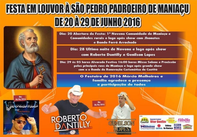 Vem ai a Festa em Louvor a São Pedro, Padroeiro de Maniaçu.