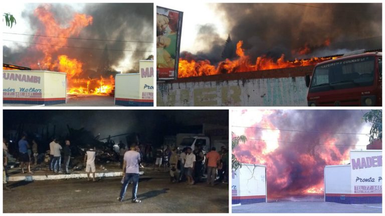 Incêndio de grandes proporções atinge madeireira em Guanambi. Veja o vídeo.