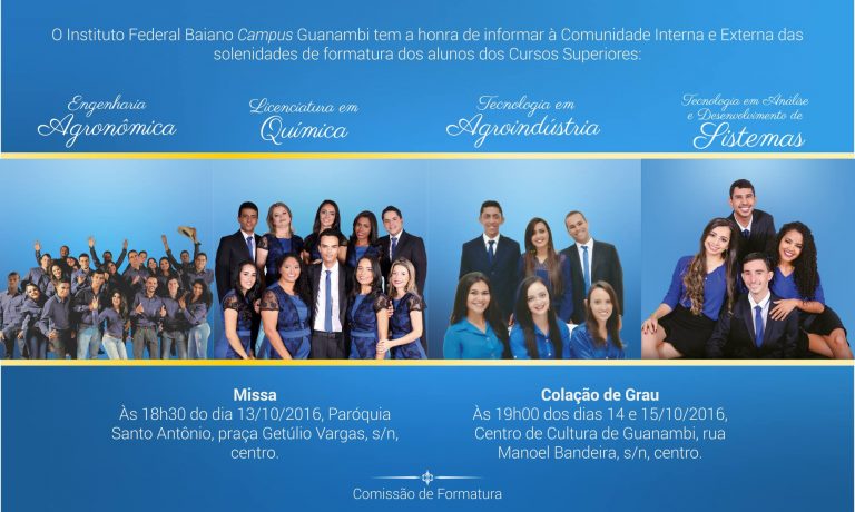 IF Baiano realiza formatura de estudantes de cursos superiores neste fim de semana