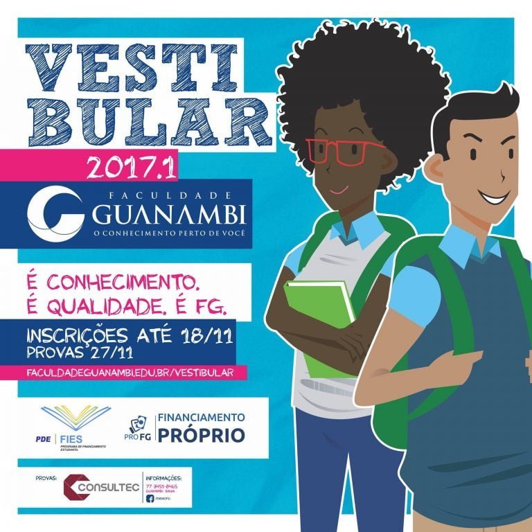 Abertas as inscrições para o vestibular 2017.1 da Faculdade Guanambi