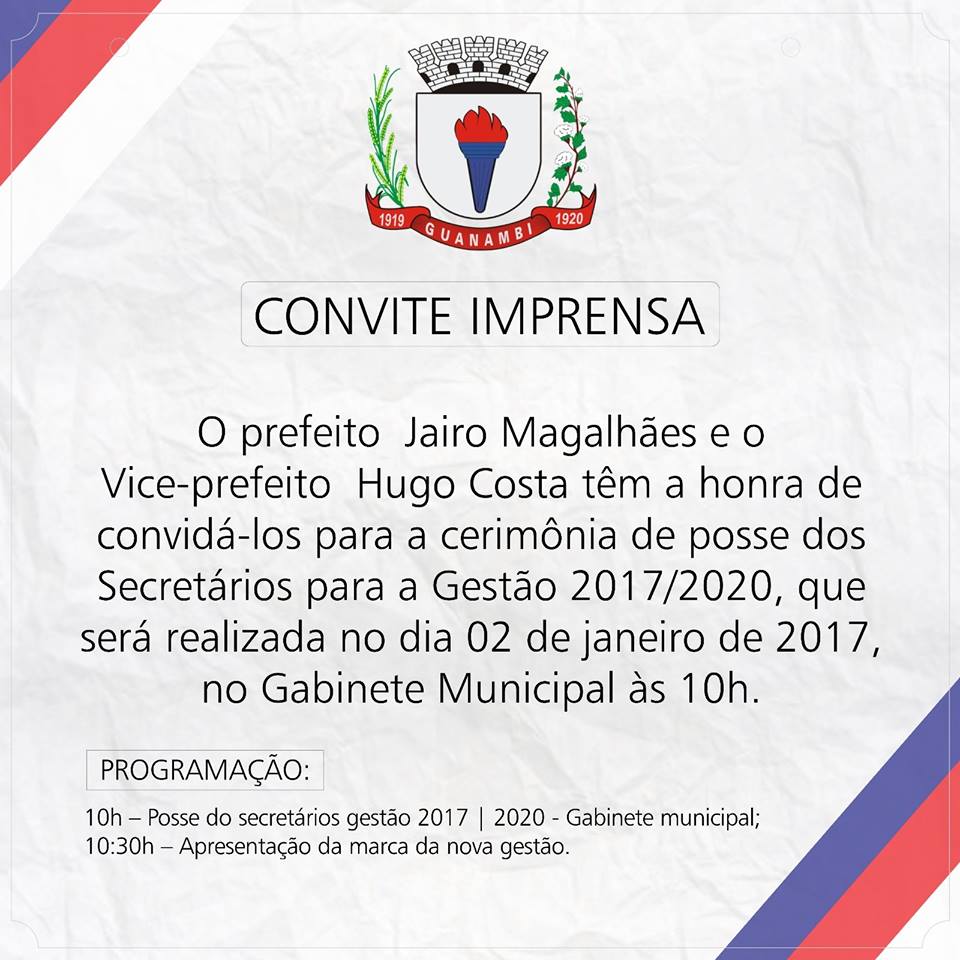 Jairo Magalhães dará posse aos seus secretários nesta segunda (02)