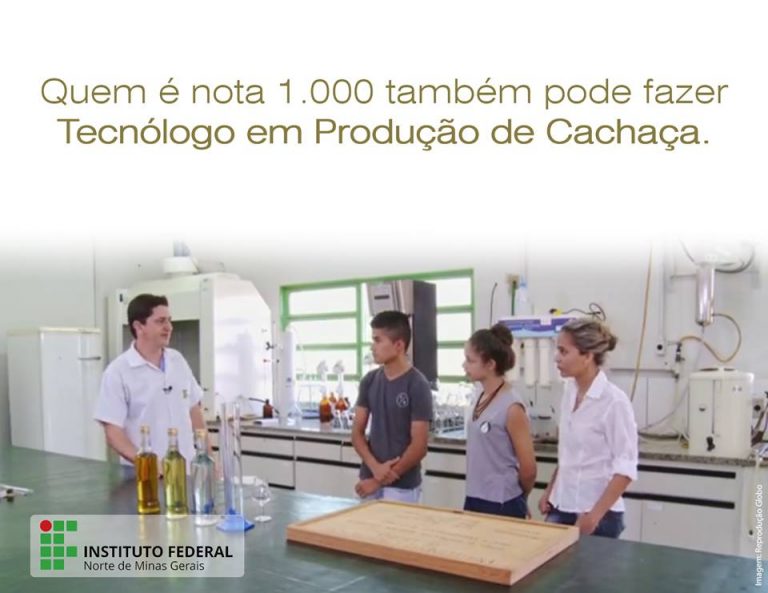 Aluno nota mil também faz Tecnólogo em Produção de Cachaça, diz IFNMG após polêmica