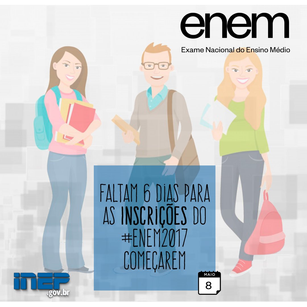 Inscrições para o ENEM começam na próxima segunda (08)