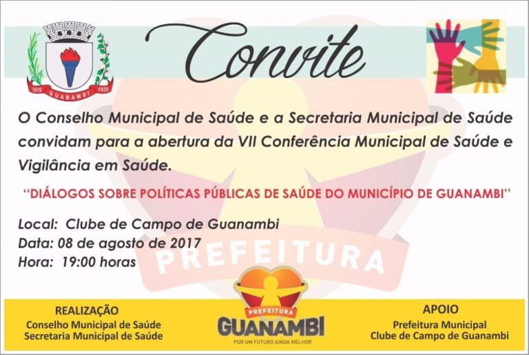 Secretaria e Conselho Municipal de Saúde convida para Conferência Municipal de Saúde e Vigilância em Saúde
