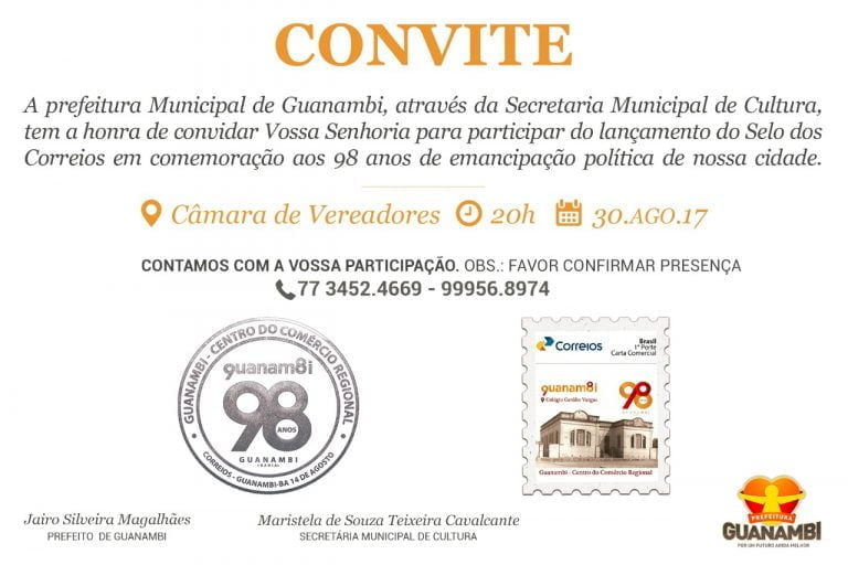 Prefeitura e Correios lançam selo em comemoração aos 98 anos de Guanambi