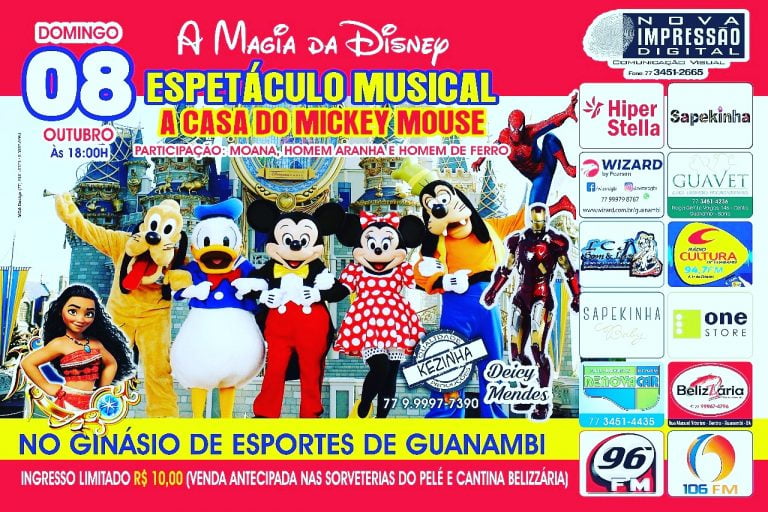 Espetáculo a Casa do Mickey Mouse acontece no Ginásio de Esportes neste domingo (8)