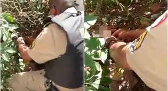 Policiais resgatam recém-nascido abandonado em matagal; Veja o vídeo