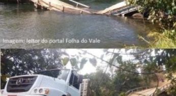 Ponte desaba durante travessia de caminhão em Cocos