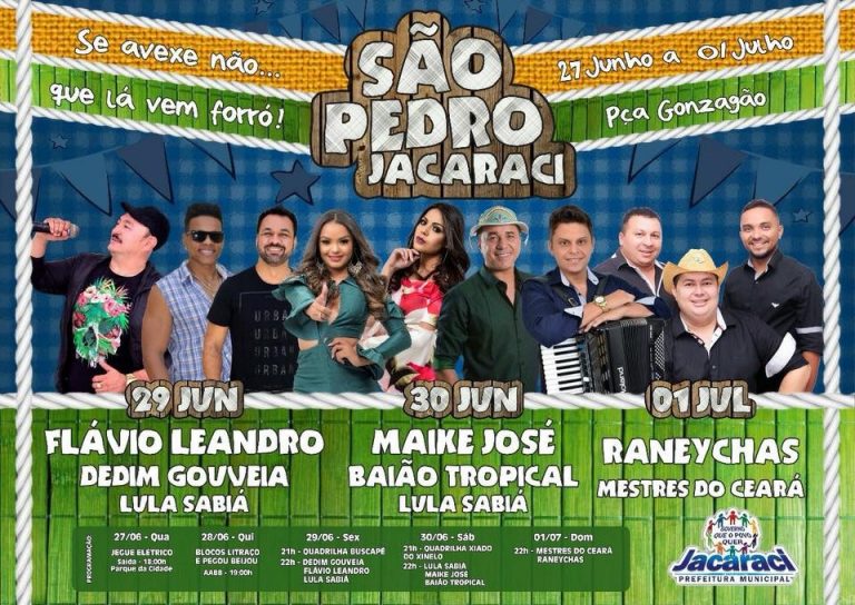 São Pedro de Jacaraci acontece de 27 de junho a 1º de julho