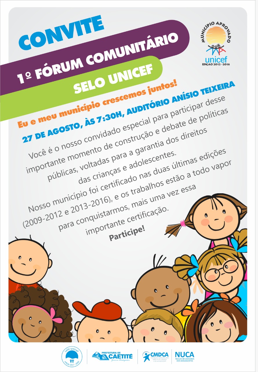 Caetité realizará o 1º Fórum de Avaliação Comunitário Selo UNICEF