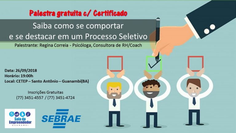 Como se comportar e se destacar em processo seletivo é tema de palestra em Guanambi nesta quarta (26)