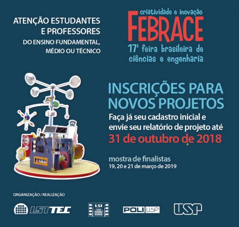 Estão abertas as inscrições para a 17ª edição da Feira Brasileira de Ciências e Engenharia