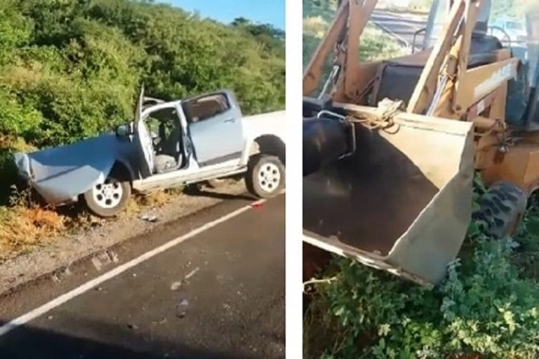 Brumado: Grave acidente envolvendo caminhonete e retroescavadeira é registrado na BA-148