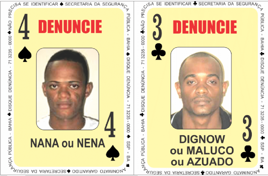 Baralho do crime da Bahia ganha duas novas cartas
