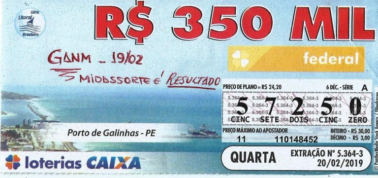 R$ 350 mil da Loteria Federal