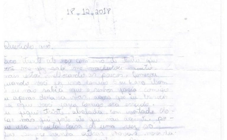 Em carta na escola, menina de 12 anos revela ter sido estuprada por pai e avô em Janaúba