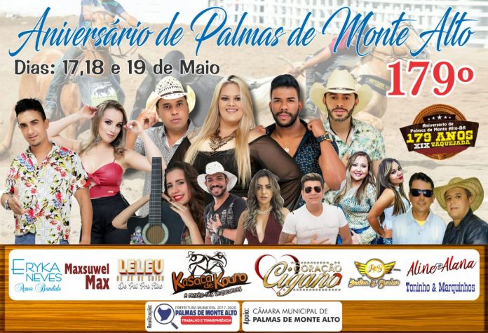Prefeitura de Palmas de Monte Alto divulga programação do aniversário da cidade