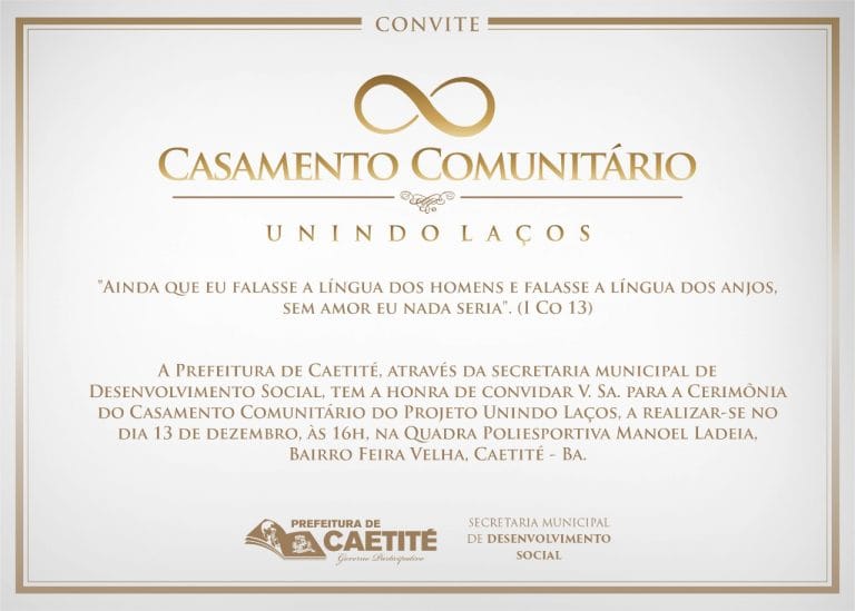 5º Casamento Comunitário de Caetité acontece nesta sexta-feira (13)