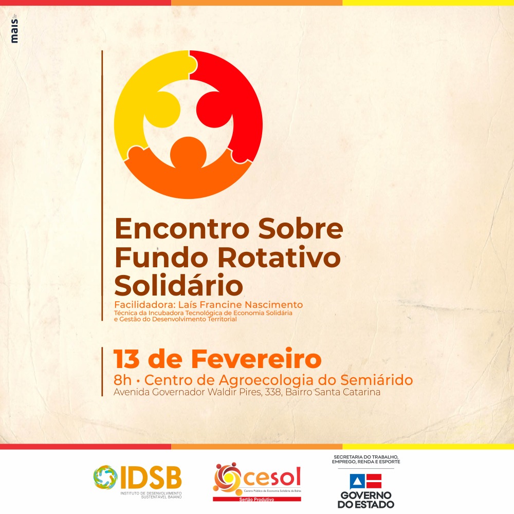 Cesol Sertão Produtivo discutirá sobre Fundos Rotativos Solidários nesta quinta em Guanambi