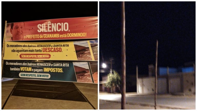 Moradores protestam contra prefeitura de Guanambi e faixas são arrancadas em menos de uma hora