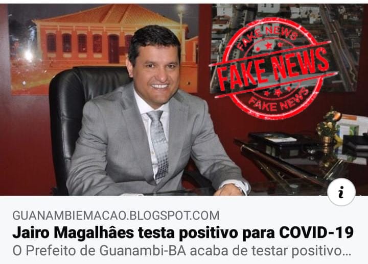 Prefeitura de Guanambi repudia fake news sobre o prefeito ter contraído Covid-19
