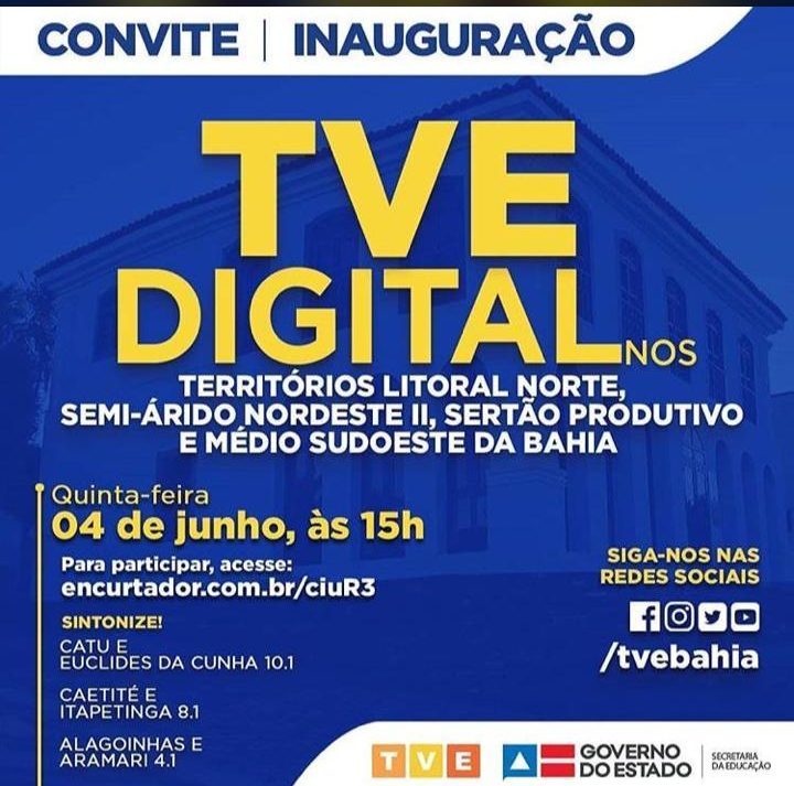 Sinal digital da TVE será inaugurado em Caetité e outras cidades nesta quinta-feira