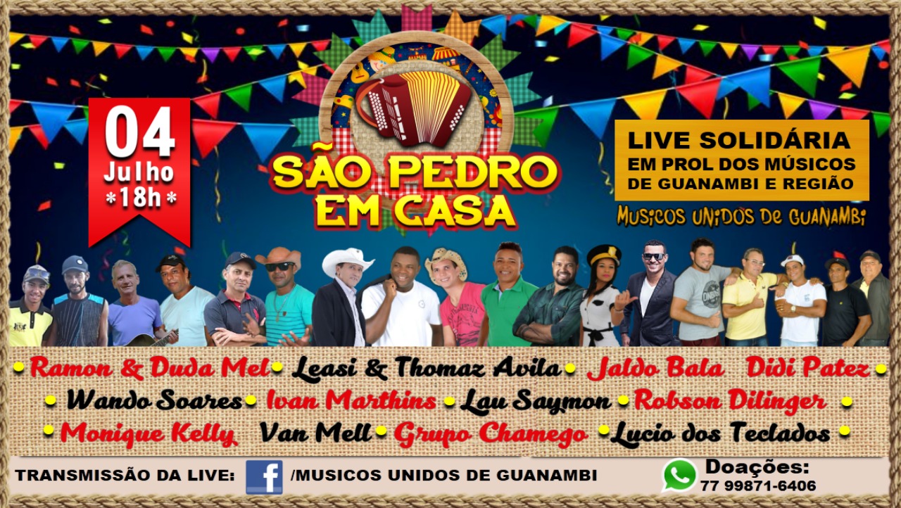 Live Solidária São Pedro em Casa será realizada em Guanambi