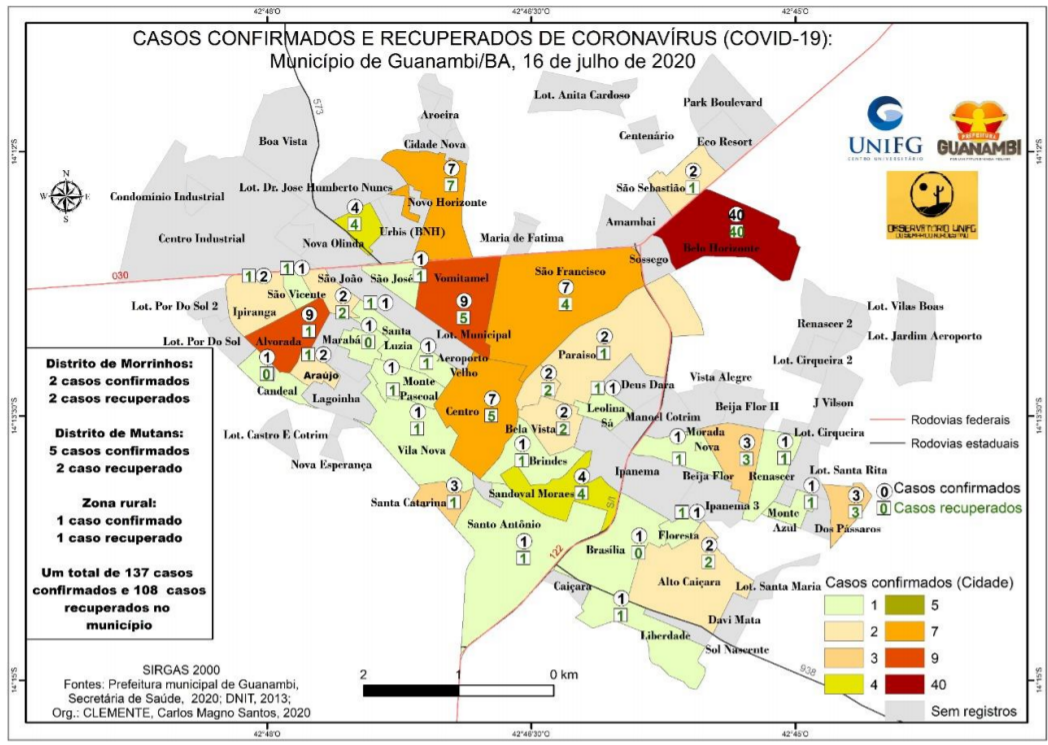 Três bairros concentram mais da metade dos casos ativos de coronavírus em Guanambi