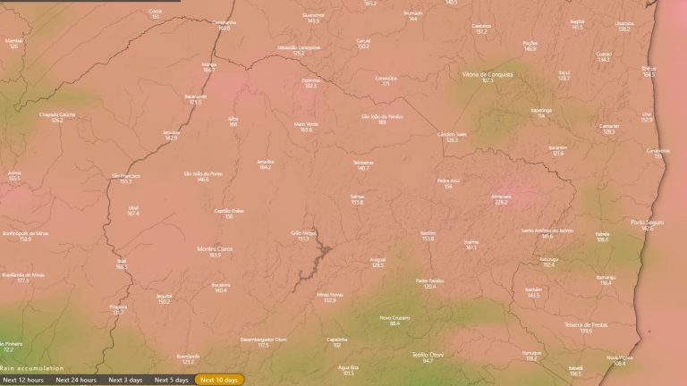 Inmet emite alerta para chuvas intensas no Norte de Minas e Sul da Bahia