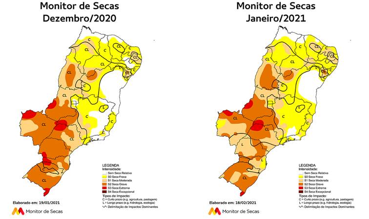 Monitor de Secas indica leve avanço da seca na Bahia em janeiro