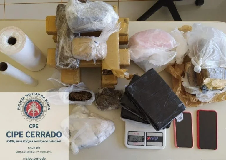 Polícia prendeu casal com 16 quilos de maconha, cocaína e crack em Luís Eduardo Magalhães