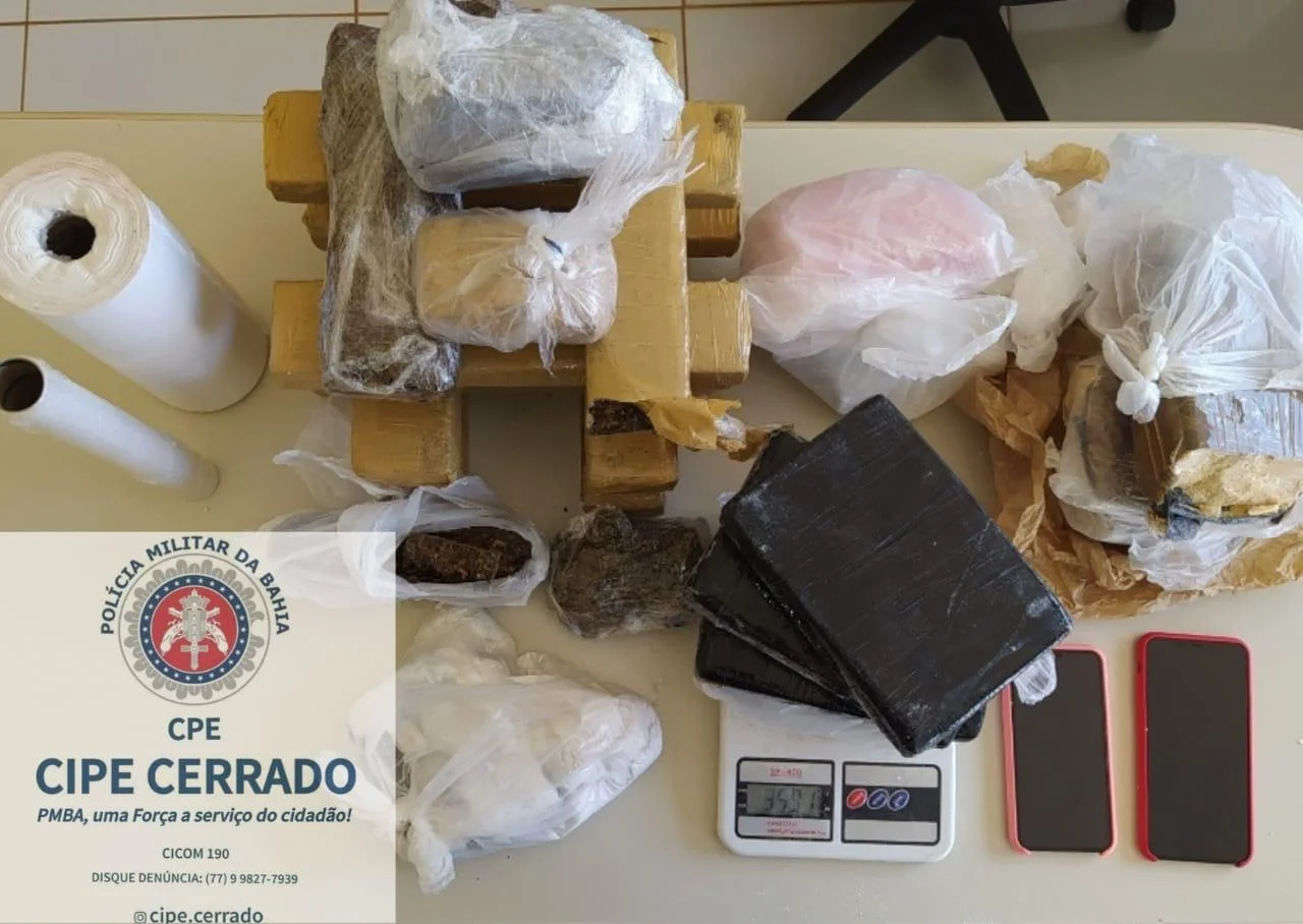 Polícia prendeu casal com 16 quilos de maconha, cocaína e crack em Luís Eduardo Magalhães