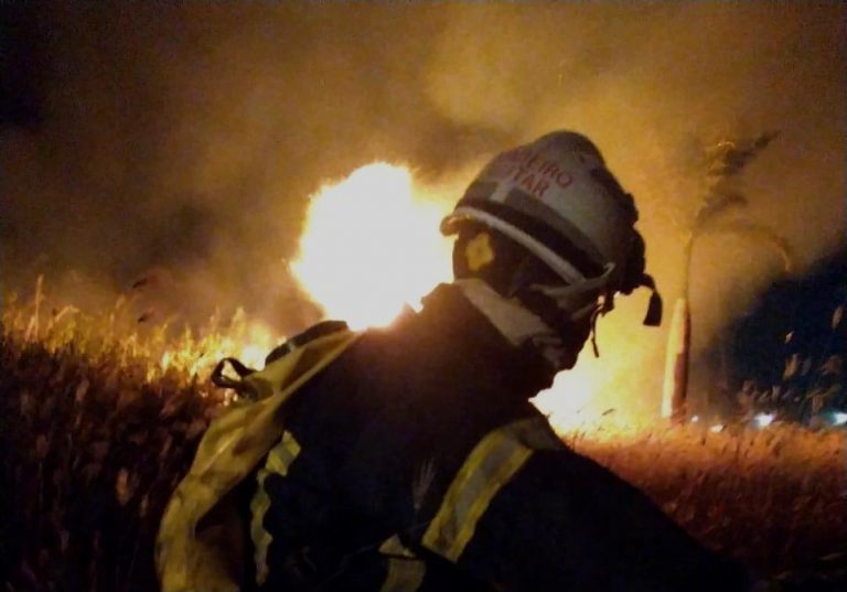 Bombeiros debelam incêndio em área de orfanato durante a madrugada em Barreiras