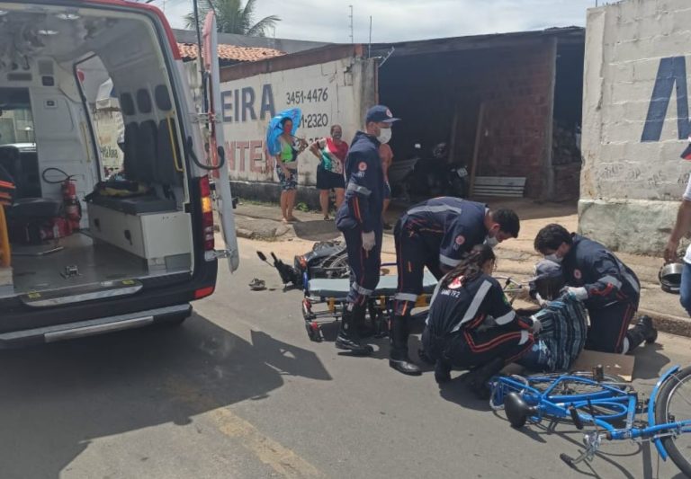 Ciclista e motociclista ficaram feridos após acidente em Guanambi