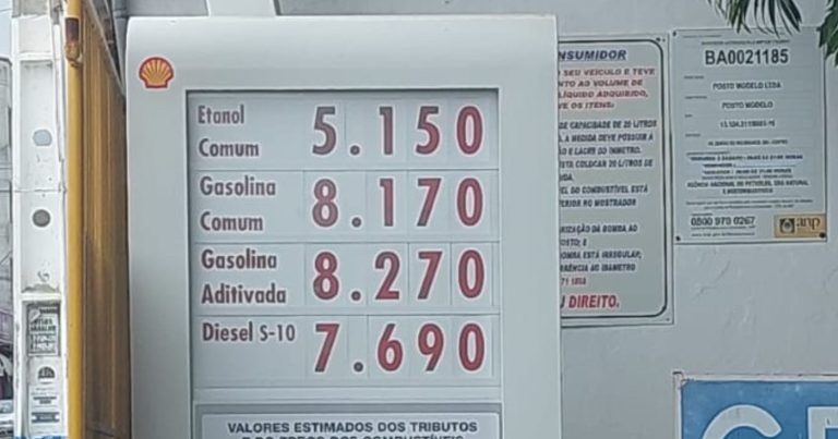 Preço da gasolina chegou a R$ 8,17 em Guanambi neste sábado