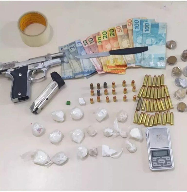 PM prendeu homem com arma, munições e drogas em Guanambi