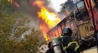 Ônibus escolar pegou fogo na zona rural de Guanambi
