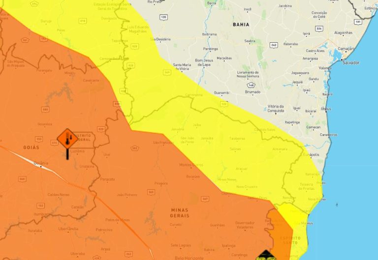alerta declínio temperatura bahia Nordeste