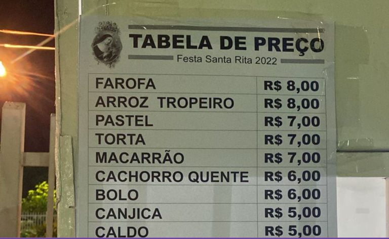 Alta de alimentos inflação festa de santa rita Guanambi 2022