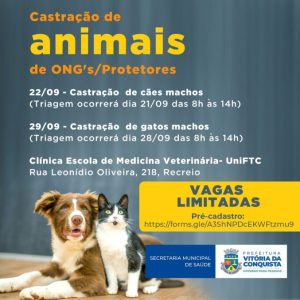 Cadastração de animais de ONGs ou protetores - Vitória da Conquista