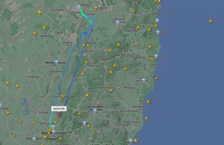 Sem condições de pouso em Guanambi, avião voou em círculos e voltou para Belo Horizonte