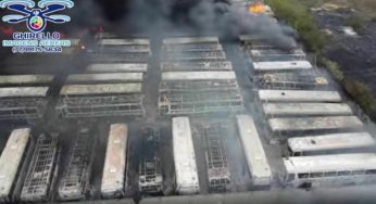 Pelo menos 85 ônibus foram destruídos em incêndio na garagem da Novo Horizonte em Vitória da Conquista