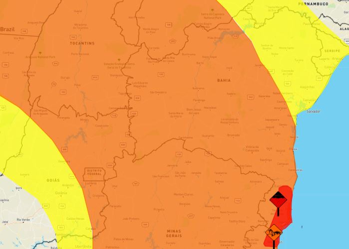 Todos os municípios da Bahia estão sob alertas de chuvas intensas neste fim de semana
