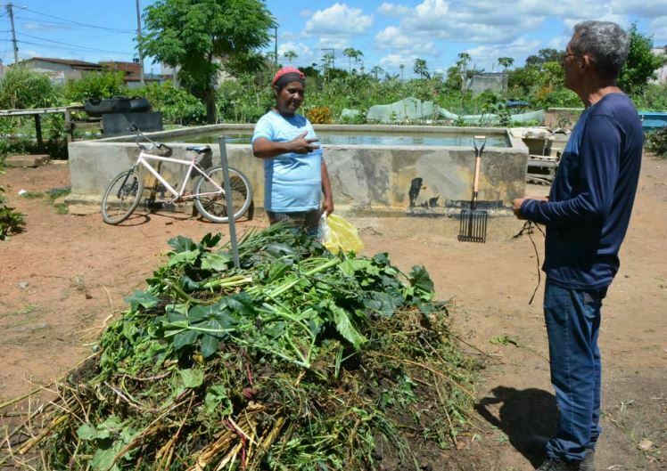 Produtores da horta comunitária participaram de oficina de compostagem em Vitória da Conquista