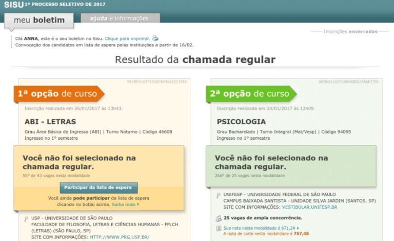 Sisu divulga resultado da primeira chamada nesta terça-feira