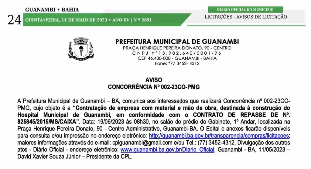 Prefeitura Municipal de Guanambi - Site Oficial