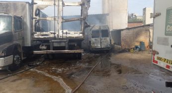 Incêndio destruiu veículos em garagem de distribuidora em Vitória da Conquista