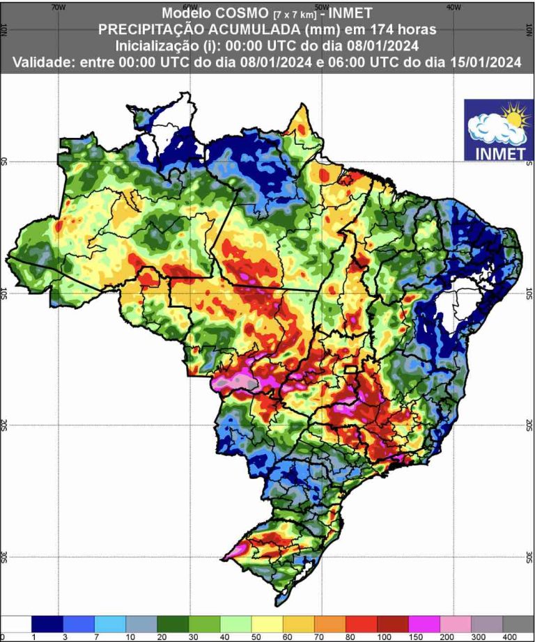 Inmet divulga previsão até 24 de janeiro para todo o Brasil